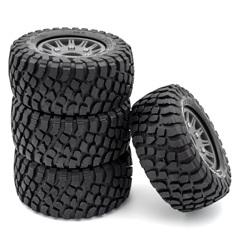 RC Rock Crawler Tires: 4 Black Anti-Slip Rubber Tires - Advanced Grip Design RC Crawler Wheels for 1/10 Slash K1 Short Truck All Terrain RC Car DIY Enthusiasts - Image 3