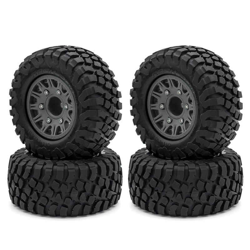 RC Rock Crawler Tires: 4 Black Anti-Slip Rubber Tires - Advanced Grip Design RC Crawler Wheels for 1/10 Slash K1 Short Truck All Terrain RC Car DIY Enthusiasts - Image 1