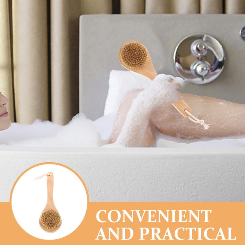 Wooden Handle Exfoliating Bath Brush Soft Bristle for Body Massage Skin Cleansing - Image 4