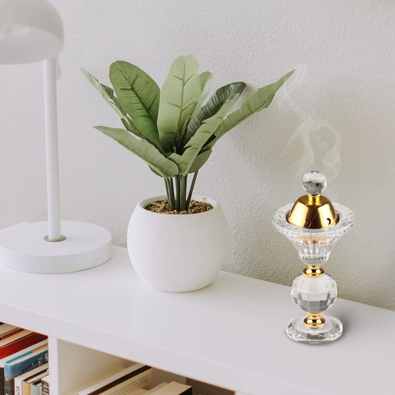 Luckam Crystal Incense Burner, Bakhoor Burner Diffuser Resin Burner, Classical Home Deco Aromatherapy Ornament for Yoga Meditation Spa, Cup-Shape - Image 5