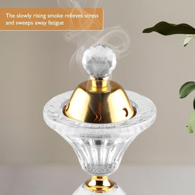 Luckam Crystal Incense Burner, Bakhoor Burner Diffuser Resin Burner, Classical Home Deco Aromatherapy Ornament for Yoga Meditation Spa, Cup-Shape - Image 2