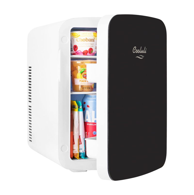 Cooluli 15L Mini Fridge for Bedroom - Car, Office Desk & College Dorm Room - 12v Portable Cooler & Warmer for Food, Drinks, Skincare, Beauty & Makeup - AC/DC Small Refrigerator with Glass Front, Black - Image 2