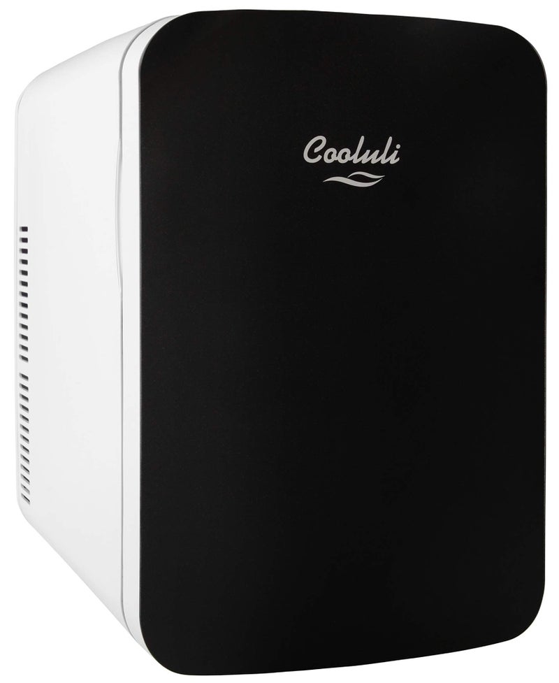 Cooluli 15L Mini Fridge for Bedroom - Car, Office Desk & College Dorm Room - 12v Portable Cooler & Warmer for Food, Drinks, Skincare, Beauty & Makeup - AC/DC Small Refrigerator with Glass Front, Black - Image 1