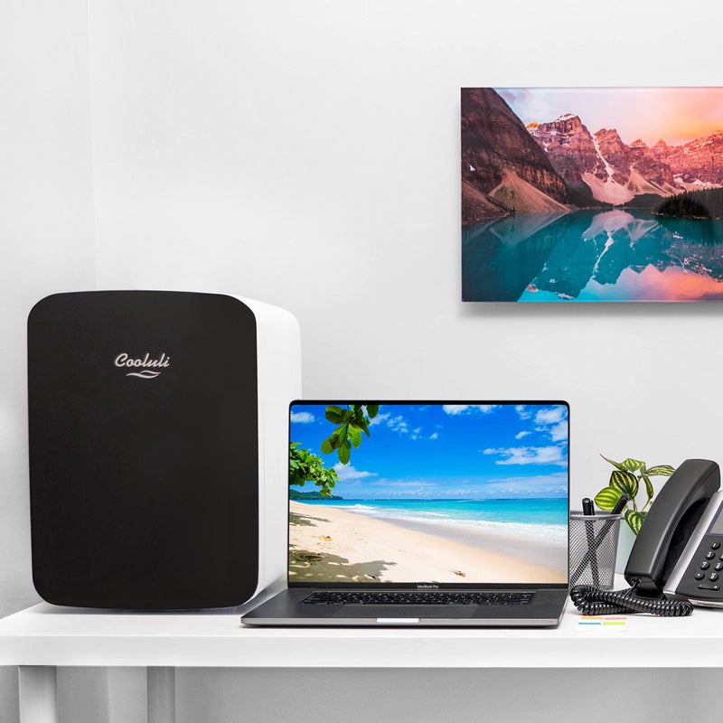 Cooluli 15L Mini Fridge for Bedroom - Car, Office Desk & College Dorm Room - 12v Portable Cooler & Warmer for Food, Drinks, Skincare, Beauty & Makeup - AC/DC Small Refrigerator with Glass Front, Black - Image 4