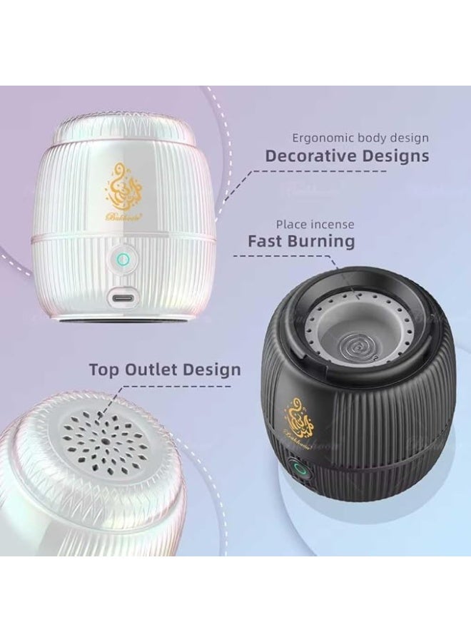 Newest Portable USB Smart Incense Burner, Rechargeable Mini Arabic Electric Oud Scent Holder, Electronic Bukhoor Diffuser for Home, Office, Car, Ramadan & Eid Gifts (Black) - Image 4