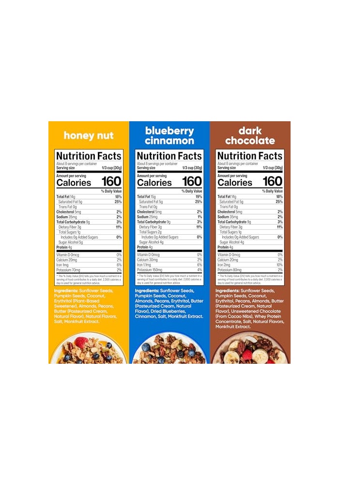 NuTrail Nut Granola Cereal Variety Pack No Sugar Added Keto Low Carb Gluten Free Grain Free Healthy Breakfast 8 oz 3 Count - Image 5