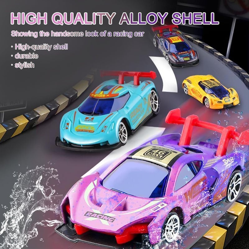 Street Machines Colour Change Cars, 4 Pcs Mini Racing Car Playset, Water-Activated Colour Changing Alloy Cars for Kids Boys & Girls Birthday Gift - Image 4
