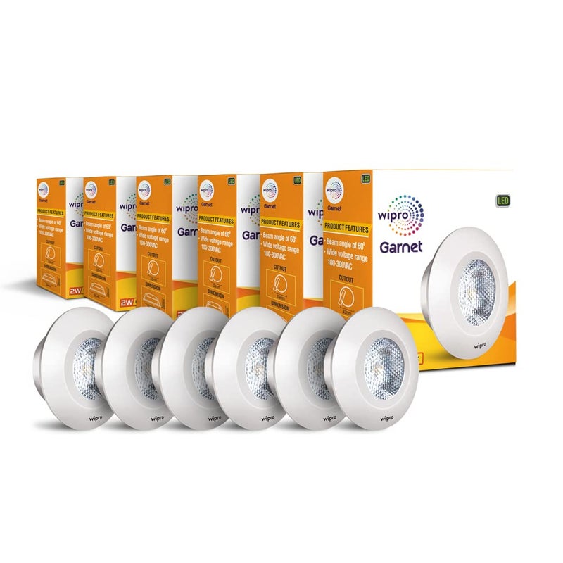 wipro Garnet 2W LED Integrated Spotlight Warm White 2700K Compact Design Ceiling Spot light for Cabinets Wardrobes Cutout 33mmPack of 12 - Image 2