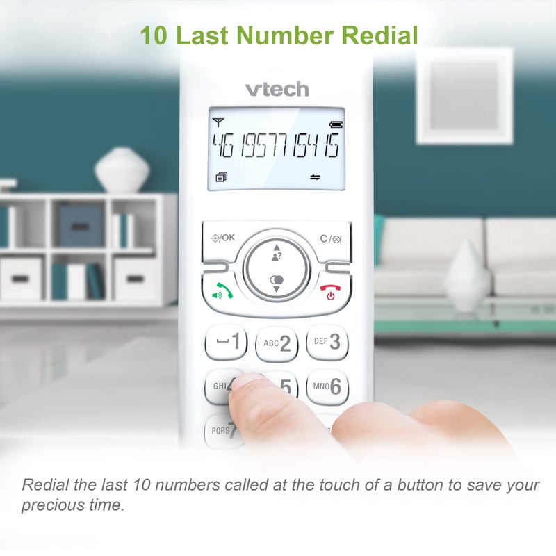 VTech CS1501 DECT Cordless Phone with Call Block, 2 Handsets, Intercom, Landline House Phones, White, Caller ID/Call Waiting, Redial, Handsfree, illuminated Display and Keypad - Image 5