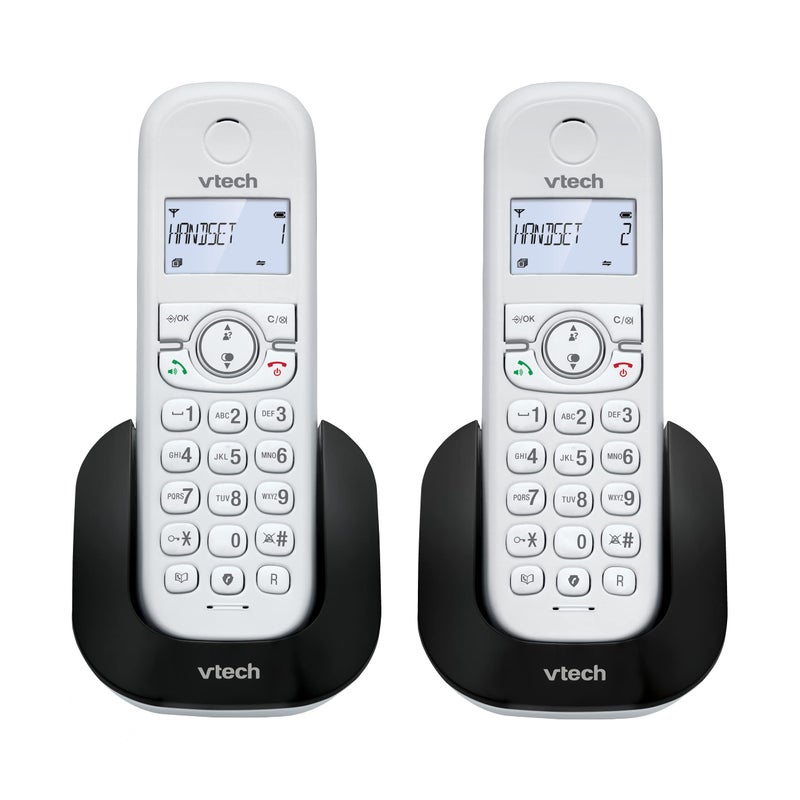 VTech CS1501 DECT Cordless Phone with Call Block, 2 Handsets, Intercom, Landline House Phones, White, Caller ID/Call Waiting, Redial, Handsfree, illuminated Display and Keypad - Image 1