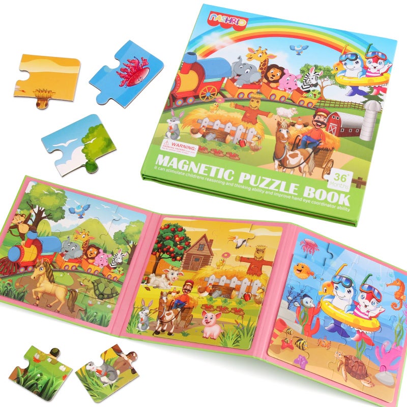 NASHRIO Magnetic Puzzles for Kids Ages 46 20Piece Travel Toys Animal Toddler Puzzles Ages 24 Educational Learning Magnets Ideal Road Trip Activities Toys for 2 3 4 5 6 Boys and Girls - Image 3