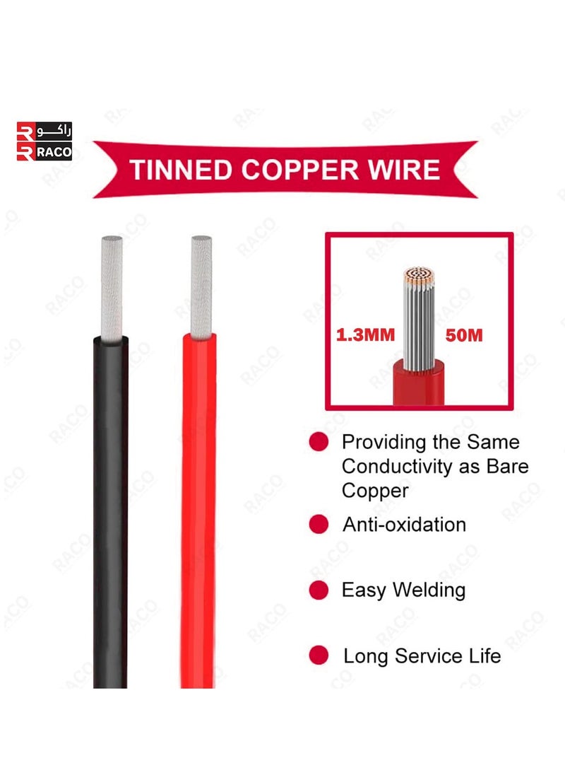 RACO RACO US PRO Tinned Copper Wire – 50M Flexible Silicone Cable for Breadboards, Automotive Use, DIY Projects & Battery Wiring (1.3mm-50Metre(2 Color))  - Image 4
