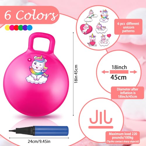 Threan 6 Pcs Hopper Ball for Kids 36 18 Inch Unicorn Bouncy Ball with Handle Unicorn Jumping Inflatable Bouncing Hopper Carnival Outdoor Toys for Girls Boys Toddler Children Gifts - Image 5
