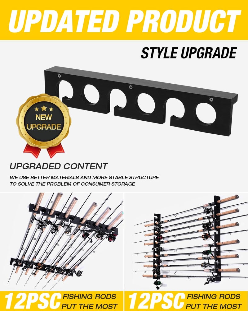 Ghosthorn Fishing Pole Rod Racks Wall or Ceiling Mounted Fishing Pole Rod Holders for Garage Storage Organizer Fishing Gear Equipment for Men Women - Image 3