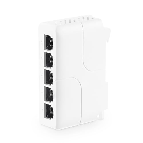 MokerLink 5 Port PoE Extender, IEEE 802.3 af/at/bt 90W PoE Repeater, 10/100/Mbps, 1 PoE in 4 PoE Out, Wall & Din Rail Mount POE Passthrough Switch - Image 1
