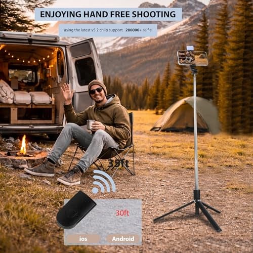 SooPii 3-in-1 Selfie Stick Tripod with Light 67 Inch Extendable Long Tripod Stand with Wireless Remote, 360° Rotation, Adjustable Phone Holder for Travel, Makeup, Vlogging, Compatible All Smartphones - Image 3