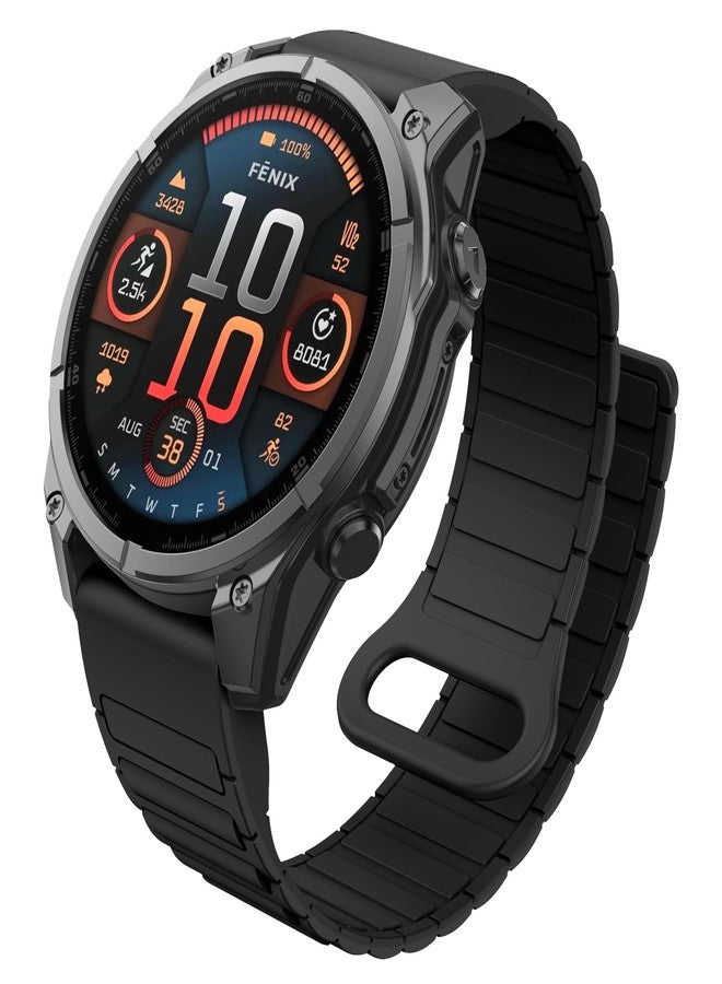 MYSNBKN 22mm Quick Fit Silicone Magnetic Strap for Fenix 8 47mm/Fenix 7/Fenix 7 Pro/Fenix 6/Fenix 6 Pro/Fenix 5/Fenix 5 Plus/Fenix EPIX, Watch Strap for Forerunner 935/945/955/965/Approach S60/S62 - Image 1