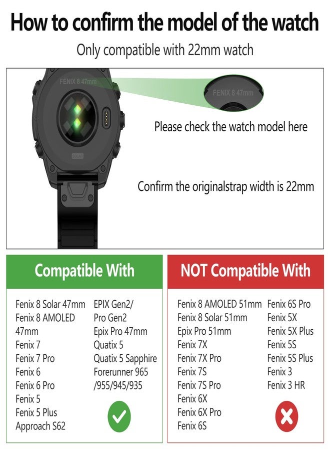 MYSNBKN 22mm Quick Fit Silicone Magnetic Strap for Fenix 8 47mm/Fenix 7/Fenix 7 Pro/Fenix 6/Fenix 6 Pro/Fenix 5/Fenix 5 Plus/Fenix EPIX, Watch Strap for Forerunner 935/945/955/965/Approach S60/S62 - Image 4