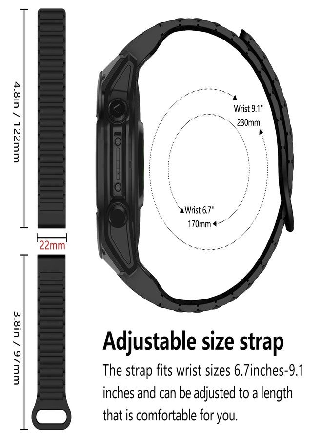 MYSNBKN 22mm Quick Fit Silicone Magnetic Strap for Fenix 8 47mm/Fenix 7/Fenix 7 Pro/Fenix 6/Fenix 6 Pro/Fenix 5/Fenix 5 Plus/Fenix EPIX, Watch Strap for Forerunner 935/945/955/965/Approach S60/S62 - Image 5