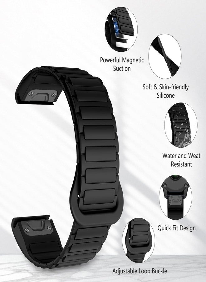 MYSNBKN 22mm Quick Fit Silicone Magnetic Strap for Fenix 8 47mm/Fenix 7/Fenix 7 Pro/Fenix 6/Fenix 6 Pro/Fenix 5/Fenix 5 Plus/Fenix EPIX, Watch Strap for Forerunner 935/945/955/965/Approach S60/S62 - Image 3