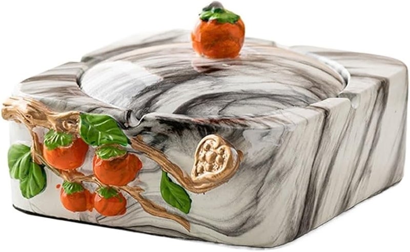 Large Ashtray With Lid Creative Fruit Design Multifunctional For Living Room Office Patio Color A - Image 2