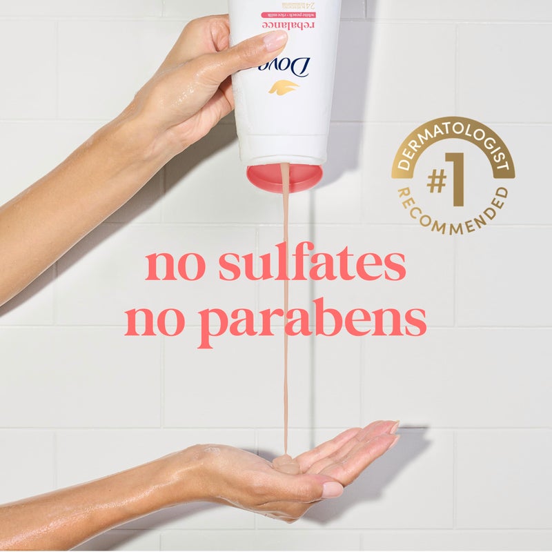 Dove Body Wash 3 Count Rebalance White Peach & Rice Milk For 24hr Lotion-Soft Skin Moisturizing Skin Cleanser with No Sulfates No Parabens - Image 4