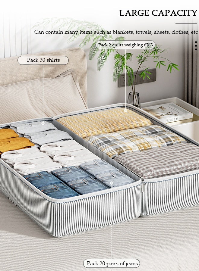 DUNISO حقيبة تخزين متحركة بسحاب 3 عبوات، حقيبة تخزين متعددة الاستخدامات بسعة كبيرة لتنظيم الملابس مع مقابض قوية، حقيبة تخزين بطانية قابلة للطي لغرفة النوم، خزانة الملابس، الانتقال، تخزين اللحاف - Image 2