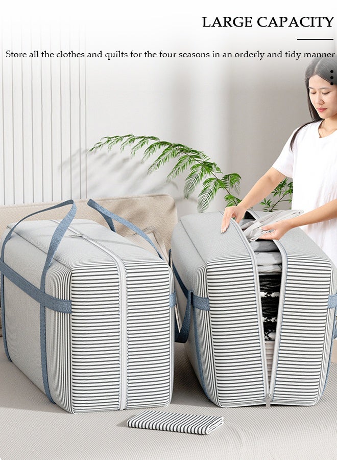 DUNISO حقيبة تخزين متحركة بسحاب 3 عبوات، حقيبة تخزين متعددة الاستخدامات بسعة كبيرة لتنظيم الملابس مع مقابض قوية، حقيبة تخزين بطانية قابلة للطي لغرفة النوم، خزانة الملابس، الانتقال، تخزين اللحاف - Image 5