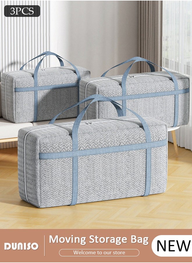 DUNISO 3 Pack Moving Storage Bag with Zipper, Large Capacity Multipurpose Clothes Organizing Storage Bag with Strong Handles, Folding Blanket Storage Bag for Bedroom Closet, Wardrobe, Moving, Quilt Storage  - Image 1