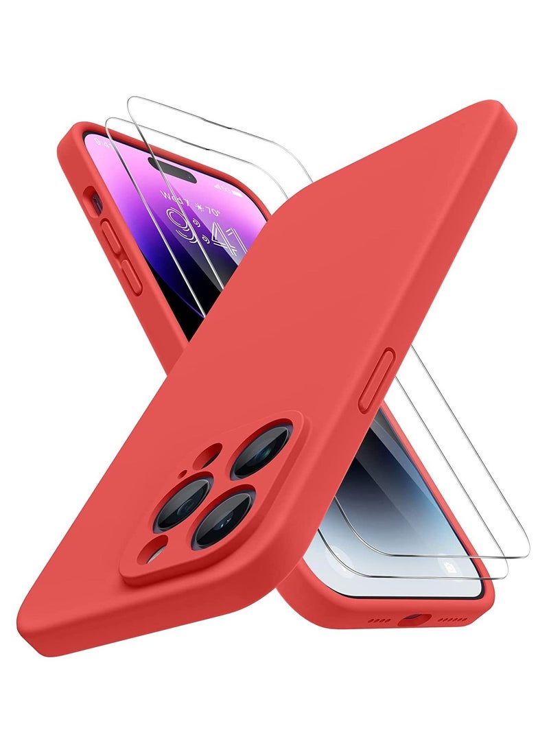 Raxoom iPhone 14 Pro Max Case, with 2 Pack Screen Protectors,[Upgraded Enhanced Camera Protection],Shockproof Liquid Silicone Case with Microfiber Lining,6.7 inch - Image 1