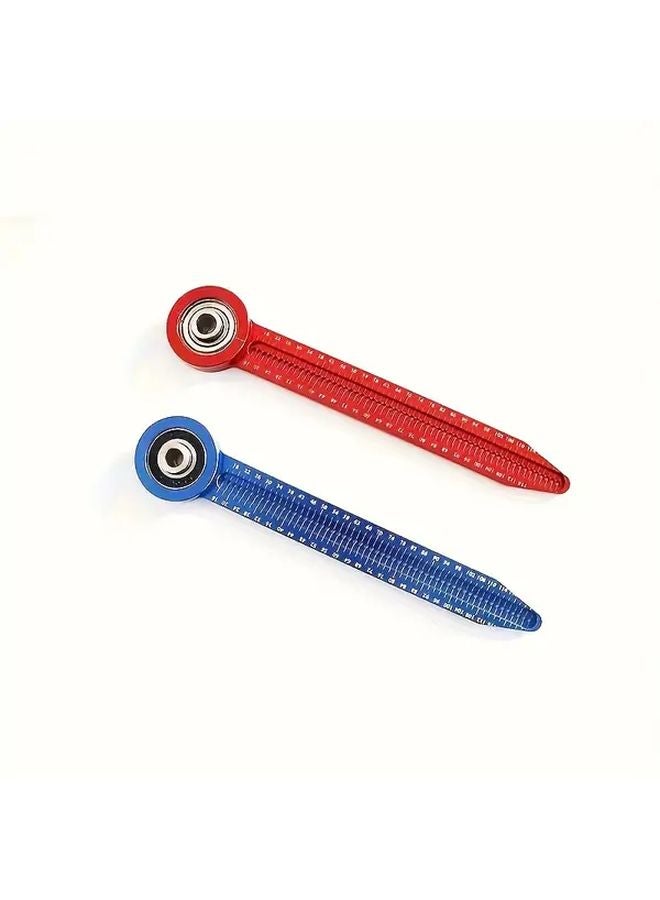 2PCS Woodworking Tools Set Red Blue Marking Ruler Compass Hole Gauge - Image 1