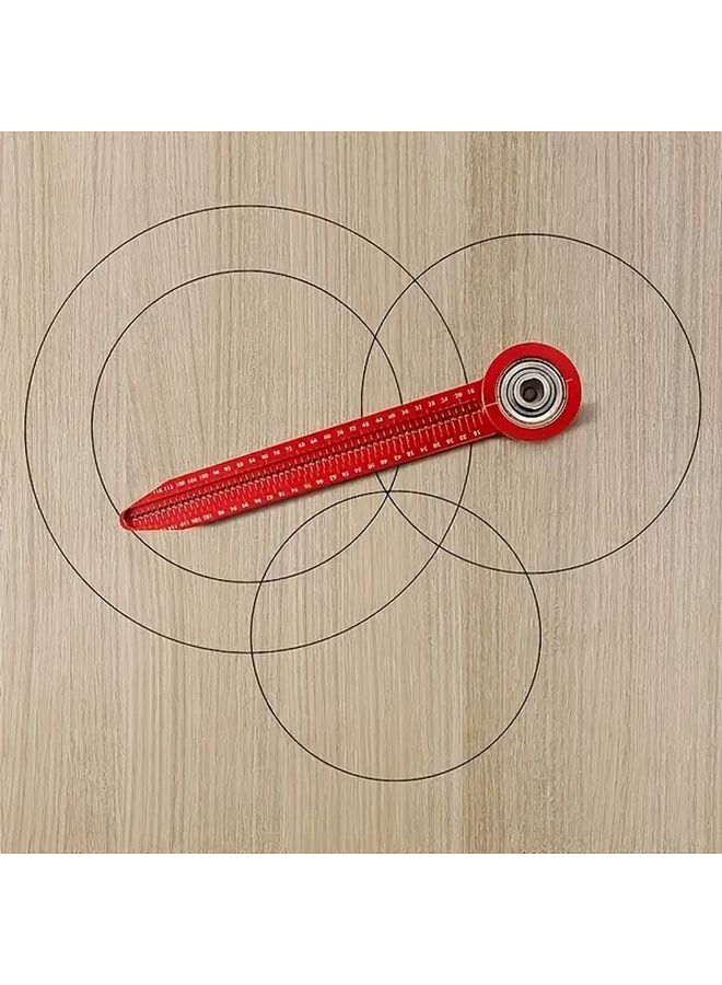 2PCS Woodworking Tools Set Red Blue Marking Ruler Compass Hole Gauge - Image 5