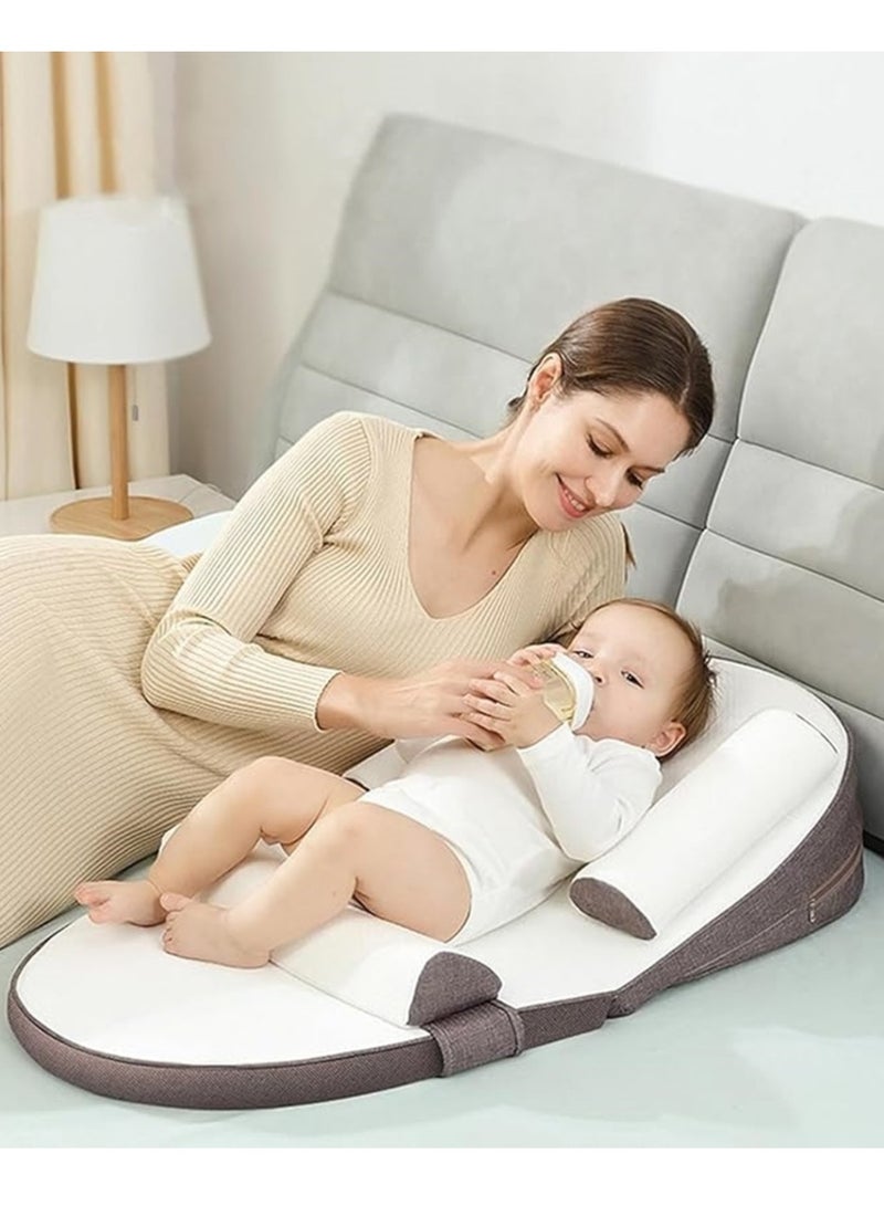 Ultra Soft Baby Lounger Travel Bed Sleeping Nest With Anti Reflux Pillow And Adjustable Height, 0 - 30°  - Image 1