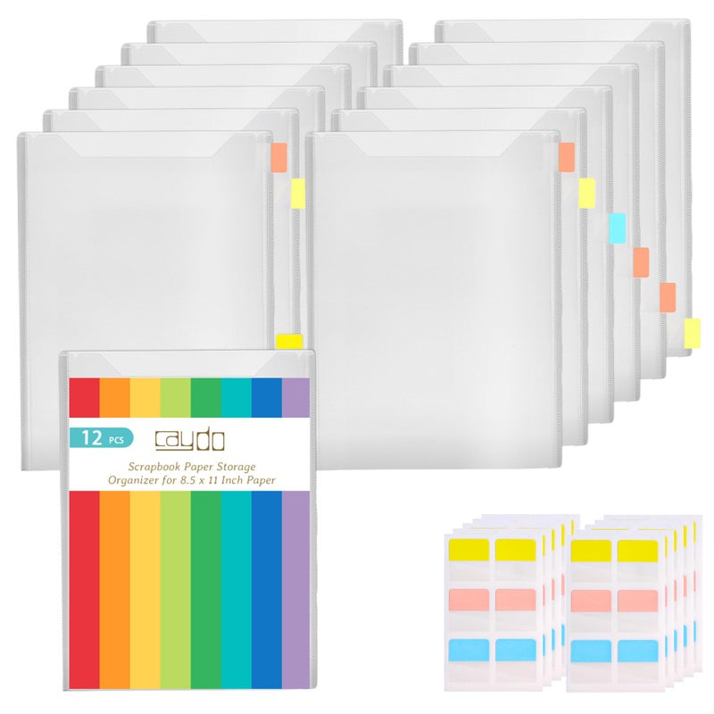 كايدو منظم ورق كايدو مكون من 12 قطعة، لتخزين الورق بحجم 8.5 × 11 بوصة، مجلدات بلاستيكية مع 18 قطعة من علامات الفهرسة اللاصقة، منظم لحمل الطابعة والصور والورق المقوى ومستلزمات سكرابوكينغ - Image 1