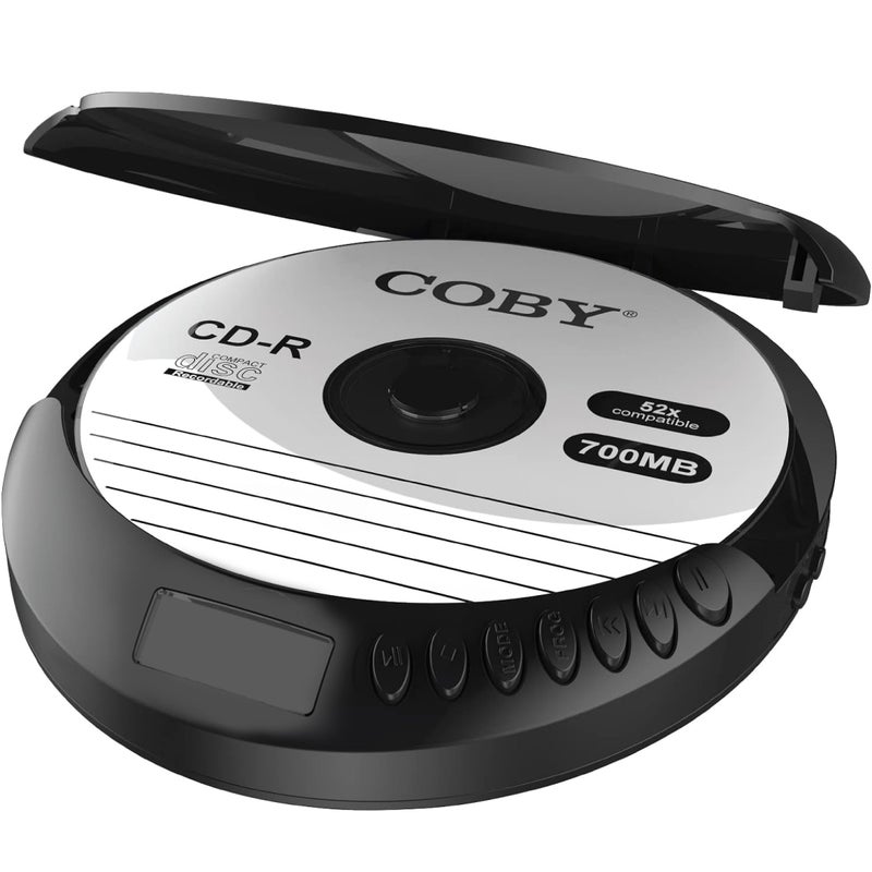 COBY مشغل أقراص مضغوطة محمول من كوفي مع تشغيل MP3 وراديو FM، حماية من التخطي لمدة 60 ثانية، سماعات رأس سلكية قابلة للطي، مشغل موسيقى ديسكمان مدمج بتصميم كلاسيكي للمنزل، السيارة، السفر وكبار السن - صوت ستيريو واضح - Image 3