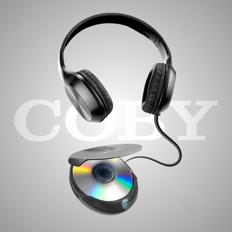 COBY مشغل أقراص مضغوطة محمول من كوفي مع تشغيل MP3 وراديو FM، حماية من التخطي لمدة 60 ثانية، سماعات رأس سلكية قابلة للطي، مشغل موسيقى ديسكمان مدمج بتصميم كلاسيكي للمنزل، السيارة، السفر وكبار السن - صوت ستيريو واضح - Image 5