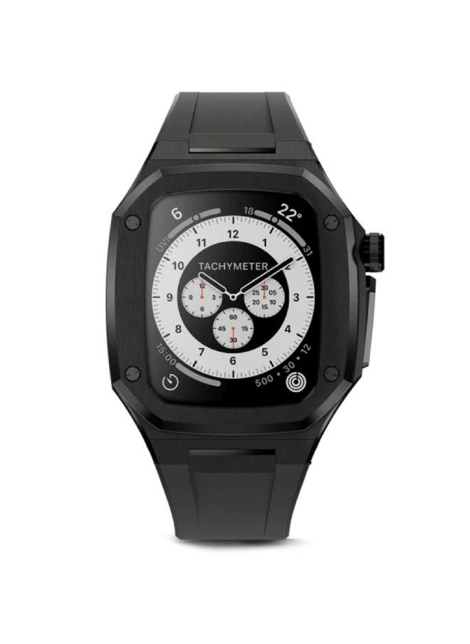 CAVIAR Luxury Stainless Steel Mod Kit For iWatch 45mm Rubber Band Strap Series 8 7 Black  - Image 2