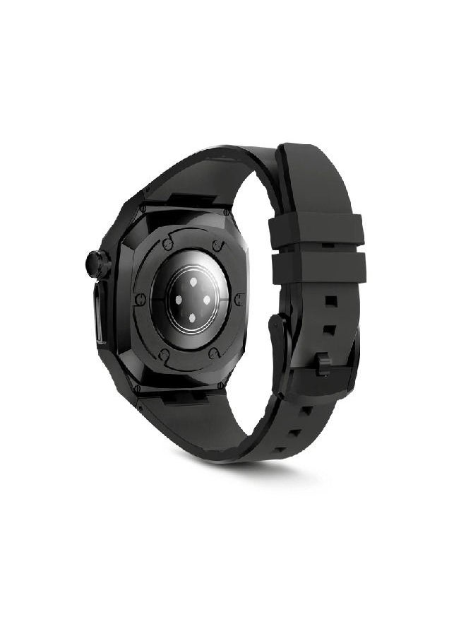 CAVIAR Luxury Stainless Steel Mod Kit For iWatch 45mm Rubber Band Strap Series 8 7 Black  - Image 3