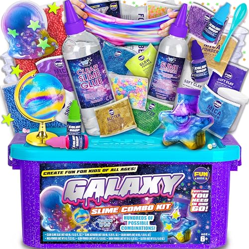 FUN KIDZ Toy Galaxy Slime Kit for Boys Girls 1012 FunKidz Ultimate Metallic Slime Making Kit for Kids Ages 812 DIY Glow Galactic Globe Shape Fun Slime Gifts - Image 1