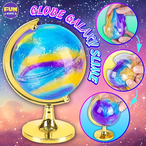 FUN KIDZ Toy Galaxy Slime Kit for Boys Girls 1012 FunKidz Ultimate Metallic Slime Making Kit for Kids Ages 812 DIY Glow Galactic Globe Shape Fun Slime Gifts - Image 5