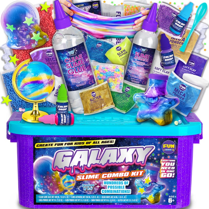 FUN KIDZ Toy Galaxy Slime Kit for Boys Girls 1012 FunKidz Ultimate Metallic Slime Making Kit for Kids Ages 812 DIY Glow Galactic Globe Shape Fun Slime Gifts - Image 4