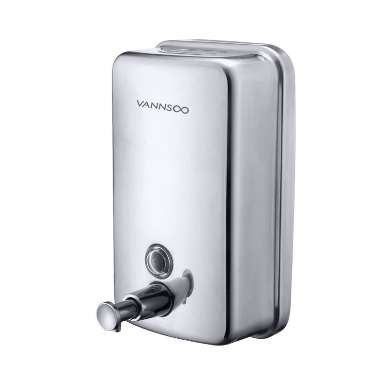 VANNSOO Commercial Soap Dispenser Wall Mount Stainless Steel Manual Liquid Pump RustProof Leak Free for Bathroom 34 floz1000ml