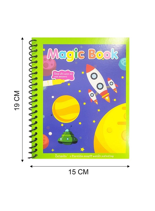 VGRASSP Reusable Magic Water Coloring Painting Book for Kids - Self Drying Water Pen - Fun and Learn Cartoon Educational Drawing Pad (Pack of 6) - Image 3
