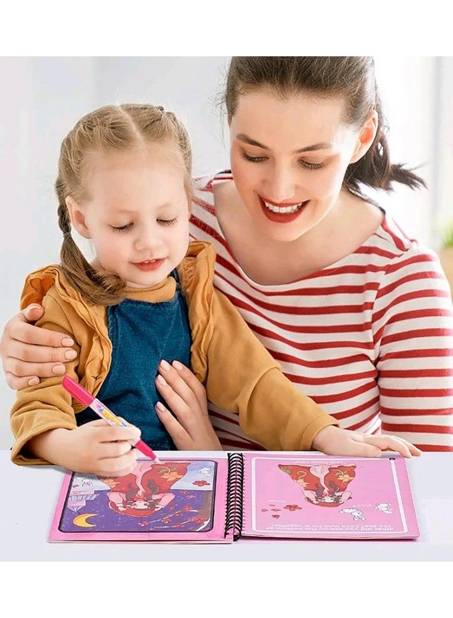 VGRASSP Reusable Magic Water Coloring Painting Book for Kids - Self Drying Water Pen - Fun and Learn Cartoon Educational Drawing Pad (Pack of 6) - Image 2