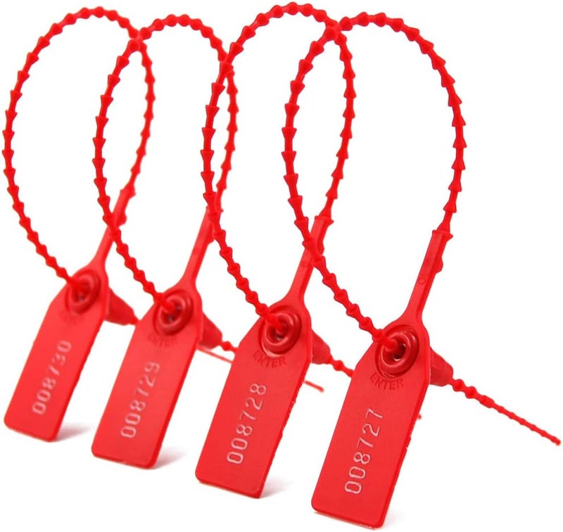 EASY 100 Plastic Tamper Seals, Numbered Zip Ties for Fire Extinguisher Pull Tite Security Tags Disposable Self Locking Signage 250mm (Red) - Image 3