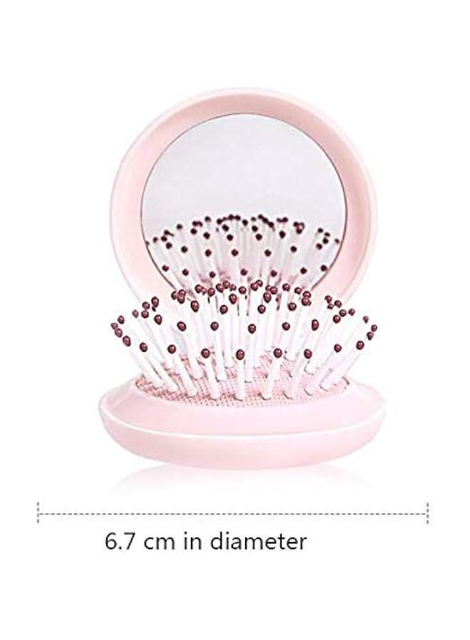 1 Piece Circular Folding Comb Mirror Hair Comb Massage Small Air Cushion Mirror Comb Plastic Air Bag Comb Portable Pink Comb  - Image 2