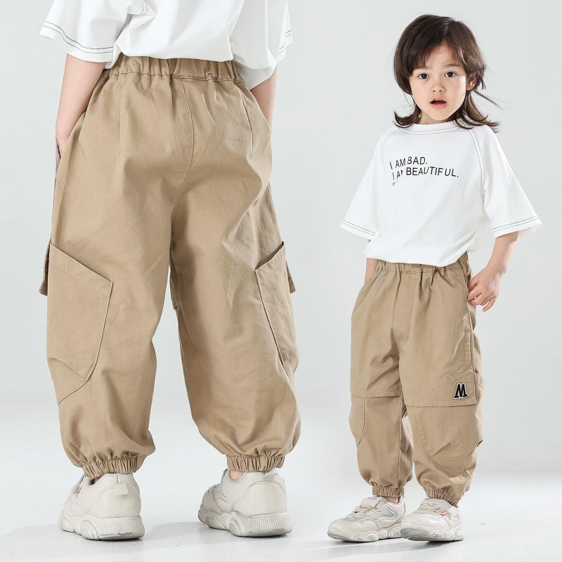 MINI PANDA Toddler Pants Boys& Girls, Relaxed Stretch Twill Toddler Casual Pants Beige - Image 2