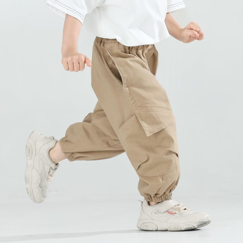 MINI PANDA Toddler Pants Boys& Girls, Relaxed Stretch Twill Toddler Casual Pants Beige - Image 3