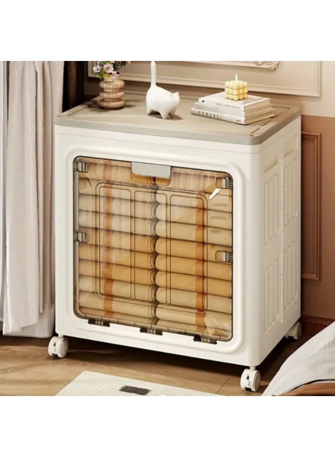 Large collapsible storage box with flip lid and wheels, home closet organizer, plastic storage box, wardrobe and blankets 80/120 L (58 x 39 x 68 cm) - Image 1