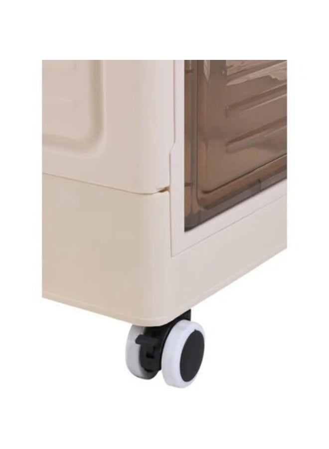 Large collapsible storage box with flip lid and wheels, home closet organizer, plastic storage box, wardrobe and blankets 80/120 L (58 x 39 x 68 cm) - Image 3